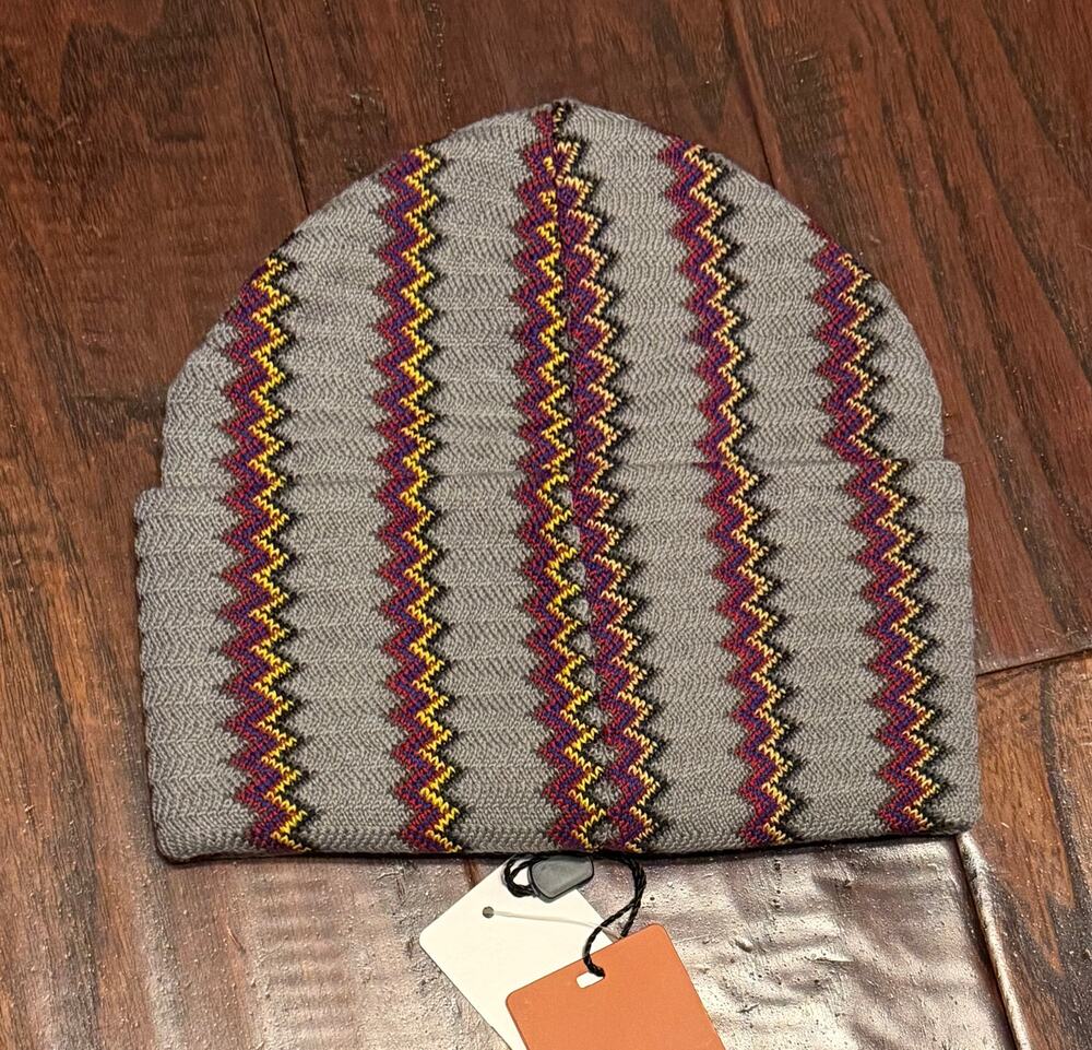 $265 NWT Missoni Zig Zag Pattern Wool Blend Gray Beanie Hat